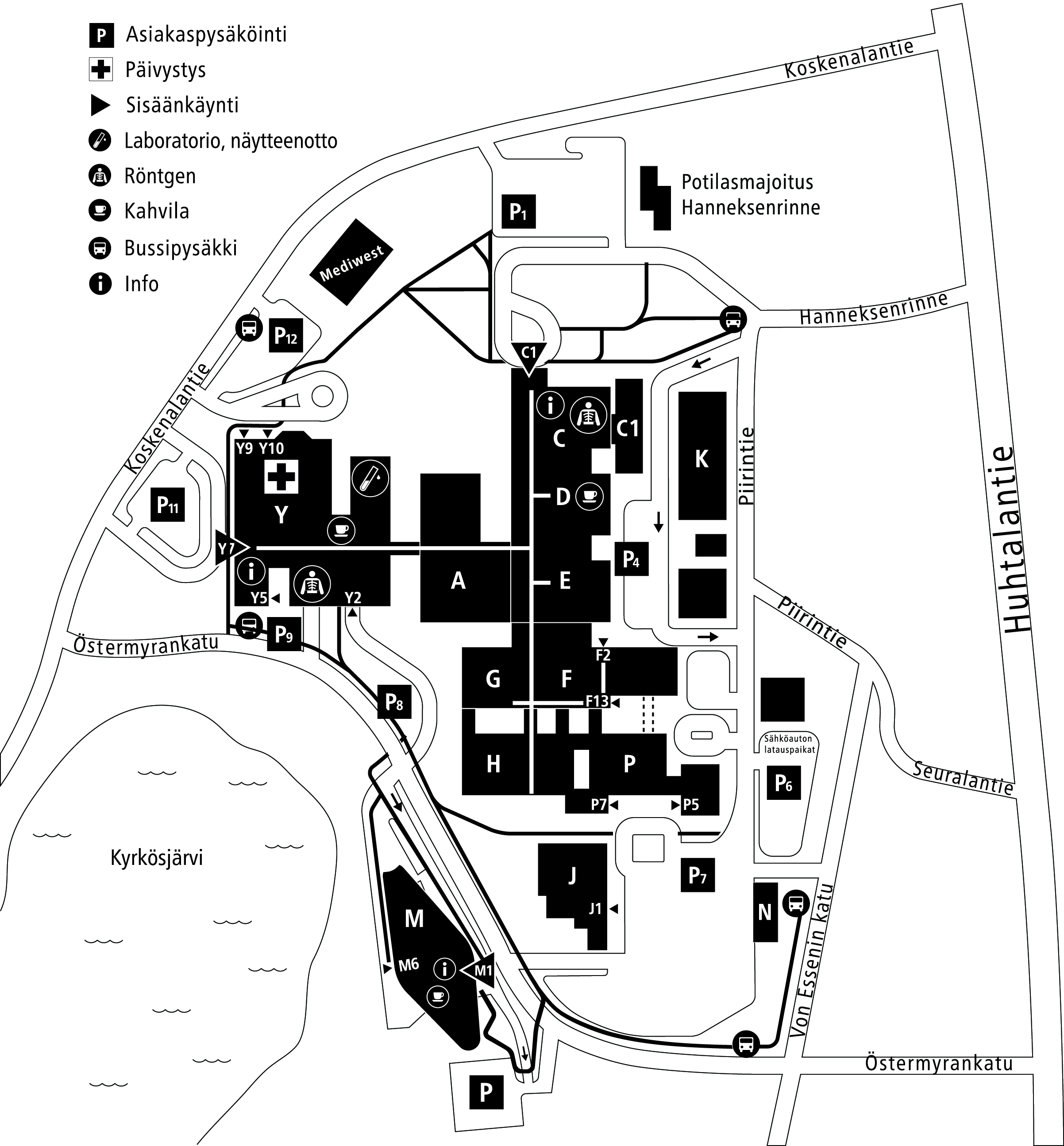 Seinäjoen sairaala-alueen kartta